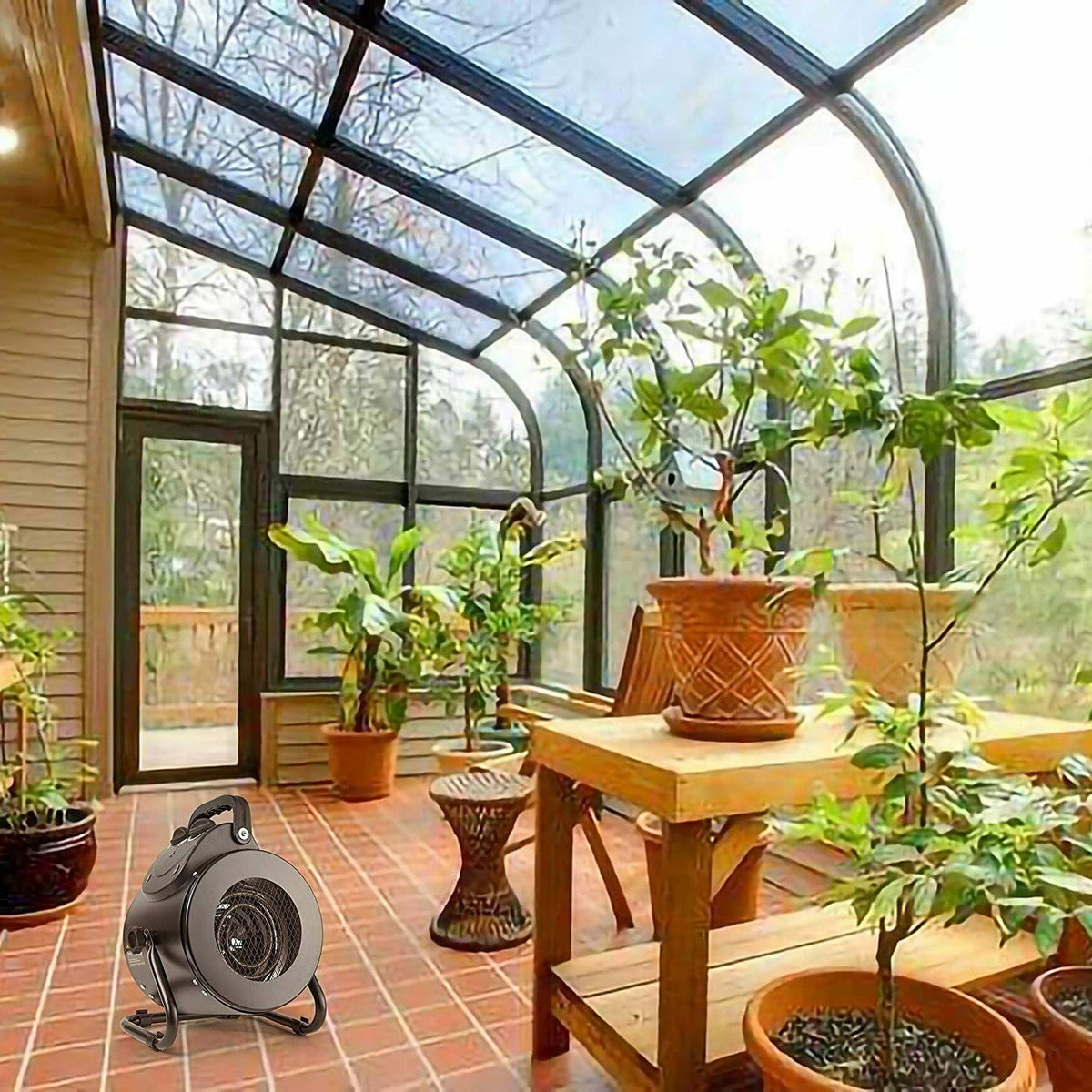 Greenhouse Heater 1500W with Dual Air Circulation and Thermal Shutoff, IPX4 Splash Resistant