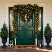 Thick Artificial Cedar Garland Set of 2 with Hanging Loops for Mantels and Staircases