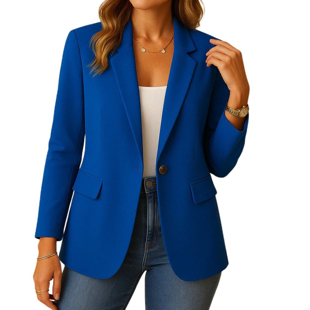 Stretch Blazer for Women with Notched Lapel and Hip Pockets, Machine Washable