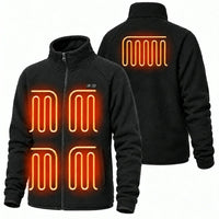 Mens Heated Fleece Jacket with Five Carbon Fiber Zones and Three Heat Levels for Outdoors