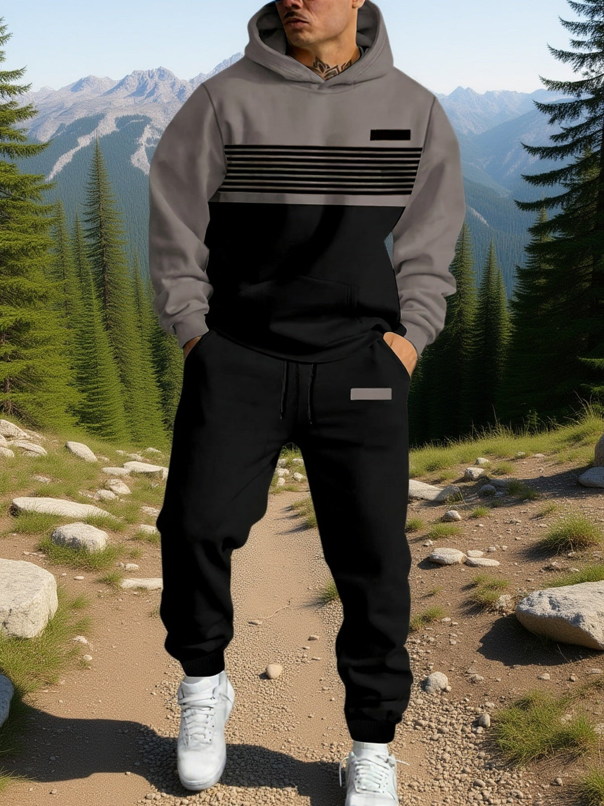 Color Block Hooded Sweatshirt with Full Sleeves and a Roomy Fit in Black in Sizes S to 2XL