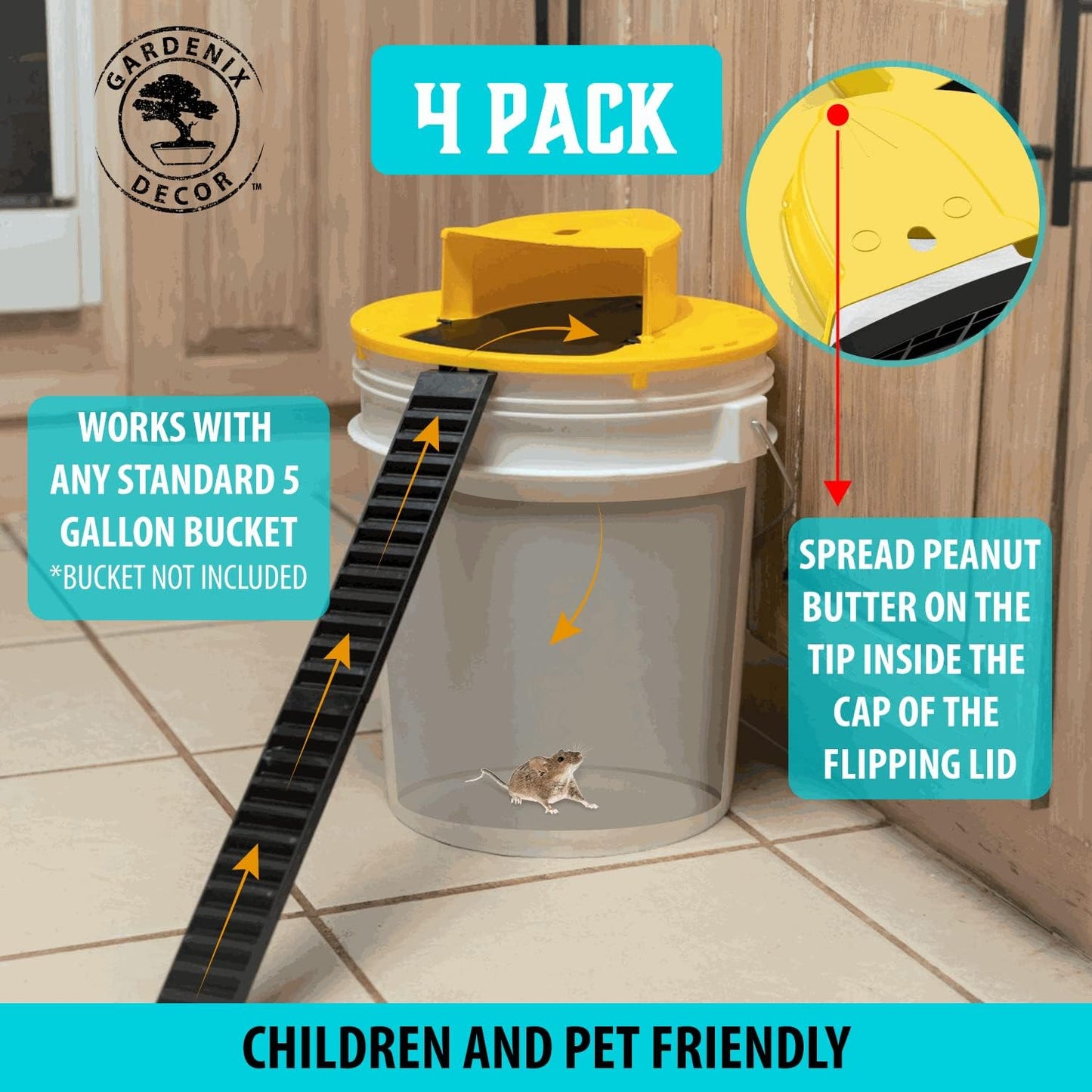 Mouse Trap Bucket Lid 4 Pack