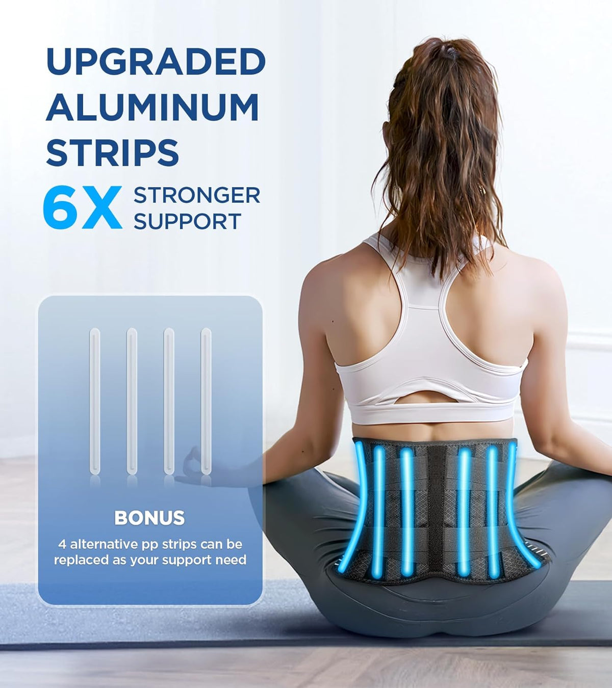 Lower Back Brace with 6-Strip Reinforcement and 3D Massage Pad