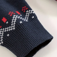 Nordic Snowflake Knit Sweater with Round Neck and Ribbed Cuffs for Autumn and Winter