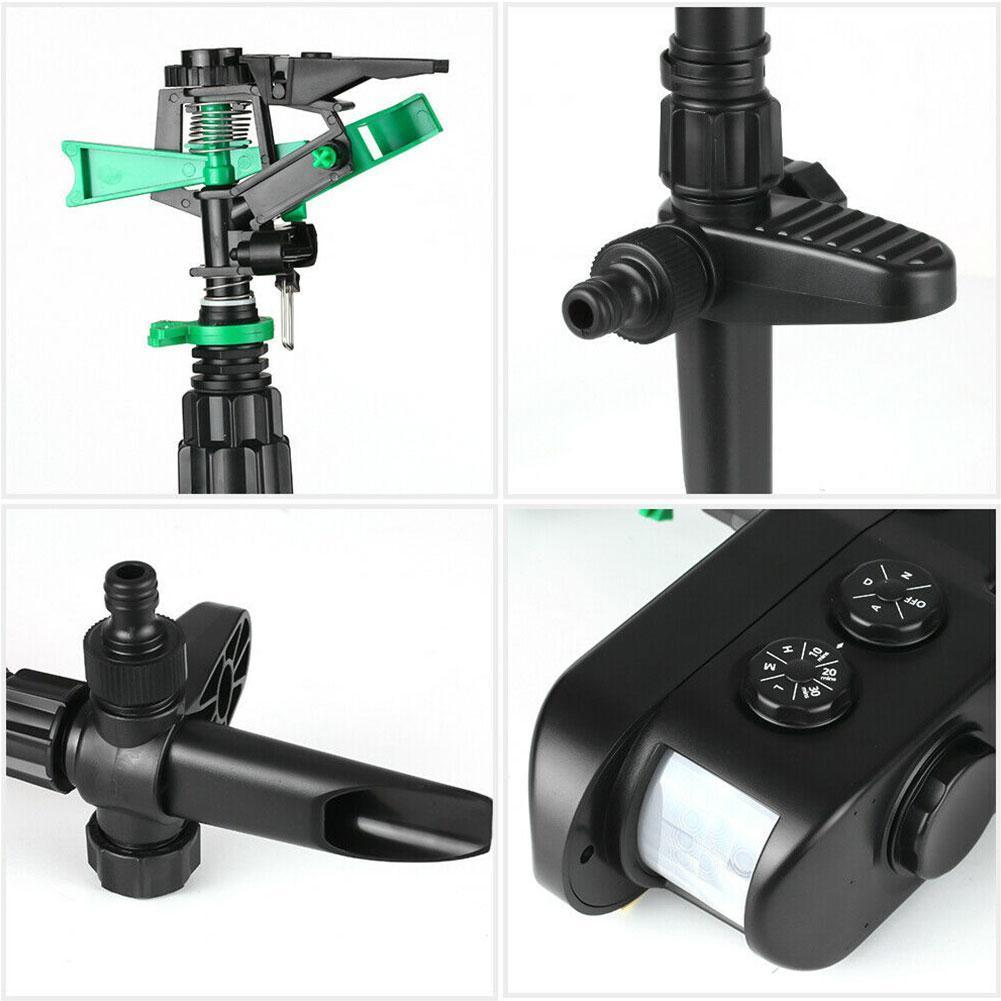 Solar Powered Motion Activated Sprinkler with Adjustable Sensitivity and Range and 300 Degree Rotation