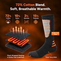Heated Socks with Adjustable Temperature and Rechargeable Battery, Side Wrap Design