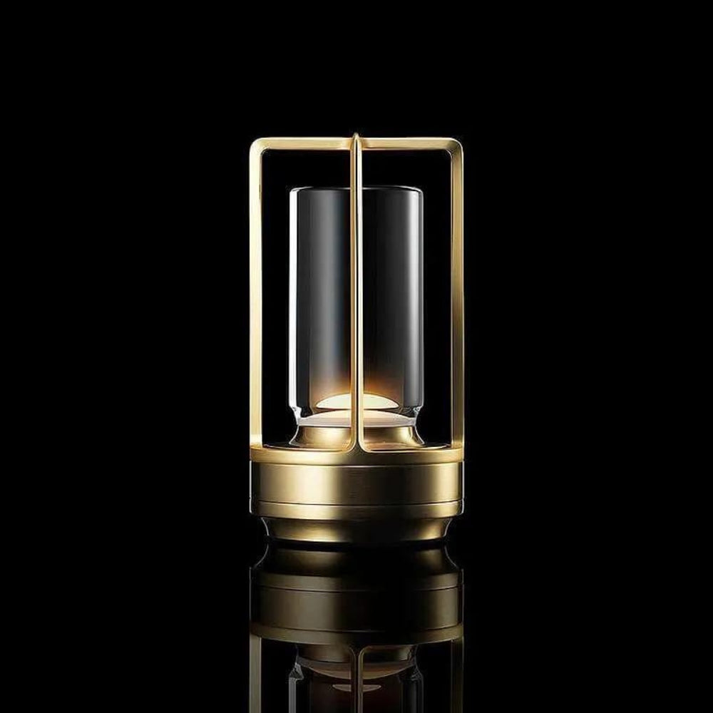 Cordless Rechargeable Metal Lantern Lamp with 3 Stage Touch Dimming for Tables and Patios