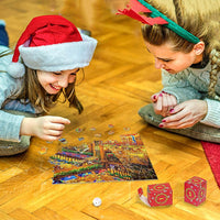 Holiday Puzzle Advent Calendar with 24 Doors, 42 Pieces Behind Each and a Finished Image Poster
