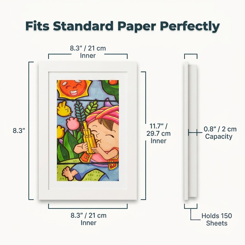 Children's Art Display Frame with Magnetic Latch and 150-Sheet Storage