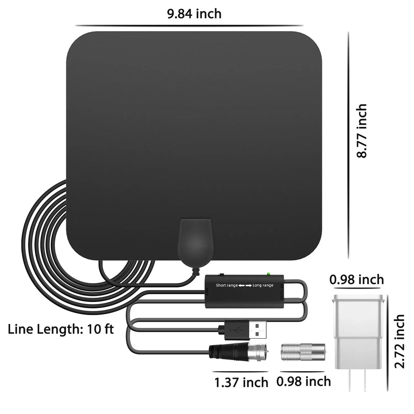 Amplified HDTV Antenna with Signal Booster for Indoor Use