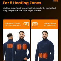 Mens Heated Fleece Jacket with Five Carbon Fiber Zones and Three Heat Levels for Outdoors
