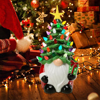 Hand Painted Ceramic Tabletop Christmas Tree with 66 Colorful Beads and Pre Installed Lights