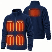 Mens Heated Fleece Jacket with Five Carbon Fiber Zones and Three Heat Levels for Outdoors
