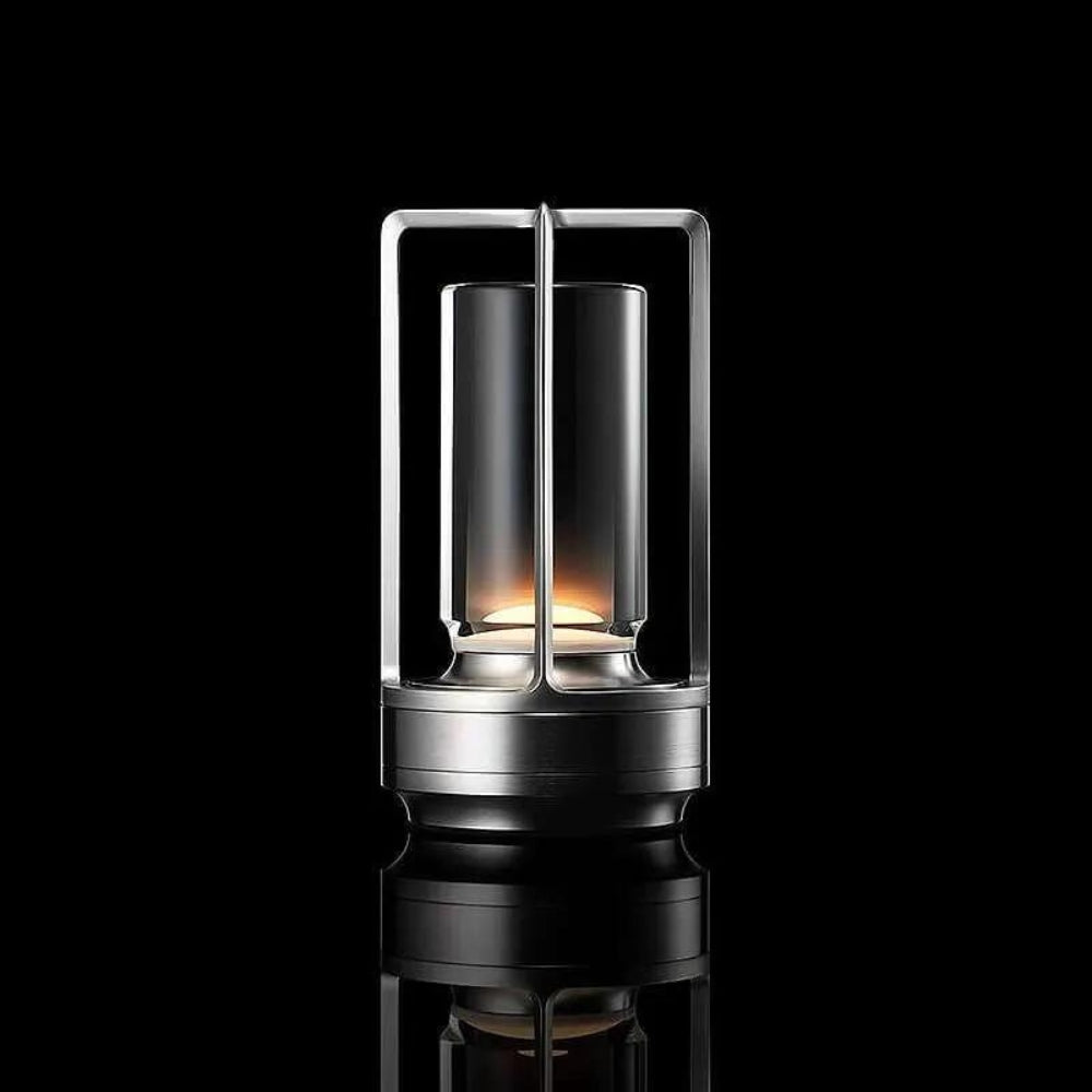 Cordless Rechargeable Metal Lantern Lamp with 3 Stage Touch Dimming for Tables and Patios