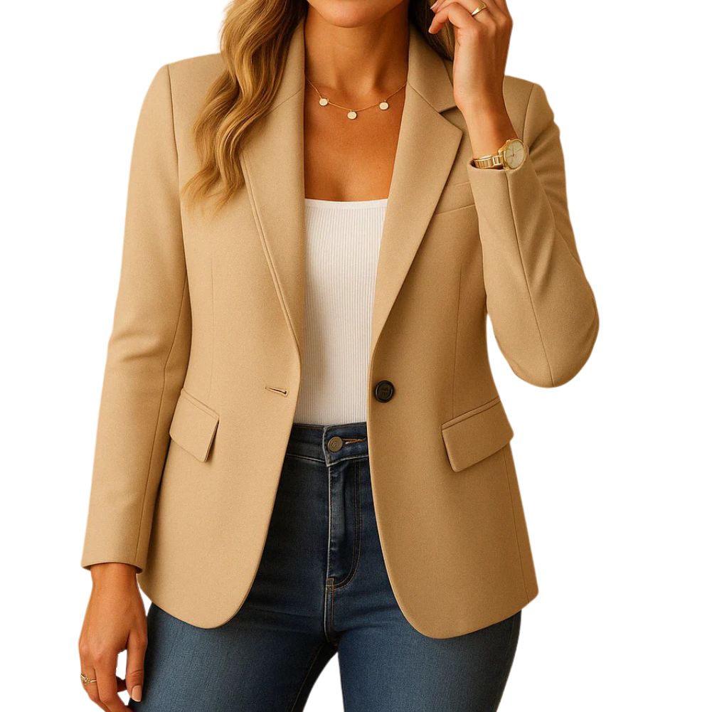 Stretch Blazer for Women with Notched Lapel and Hip Pockets, Machine Washable