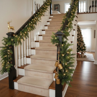 Two Piece Artificial Cedar Garland Set with Hand Tied Hanging Loops, Six Feet Long Each for Stairs and Mantels