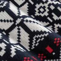 Nordic Snowflake Knit Sweater with Round Neck and Ribbed Cuffs for Autumn and Winter