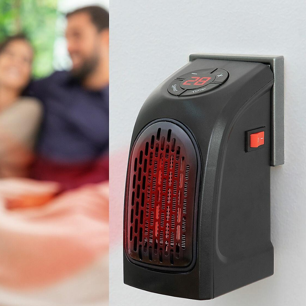 Plug In Fan Heater with Thermostat, Digital Display and 12 Hour Timer for Small Rooms