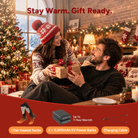 Heated Socks with Adjustable Temperature and Rechargeable Battery, Side Wrap Design