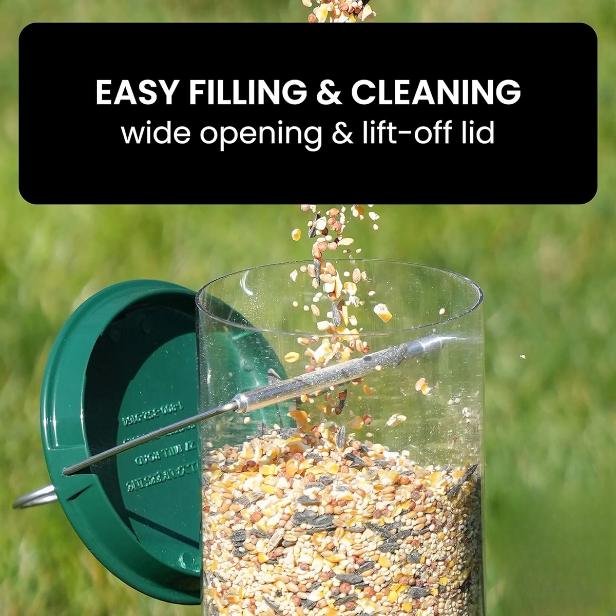 Spinning Perch Bird Feeder with 4 Feeding Ports and 5 Pound Seed Capacity for Backyards