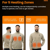 Mens Heated Fleece Jacket with Five Carbon Fiber Zones and Three Heat Levels for Outdoors
