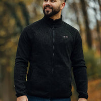 Mens Heated Fleece Jacket with Five Carbon Fiber Zones and Three Heat Levels for Outdoors