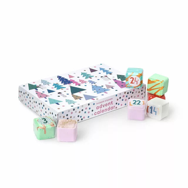 Handcrafted Shower Steamer Calendar Box of 24 Essential Oil Scents for Cold Winter Mornings