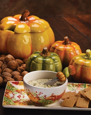 Ceramic Serving Platter with Squash Design for Fall Entertaining, 12.25 Inch