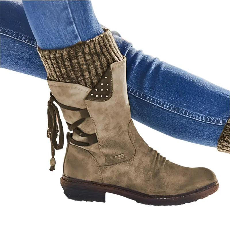 Womens Low Heel Ankle Boots with Warm Lining in Five Colors for Cold Weather Outings