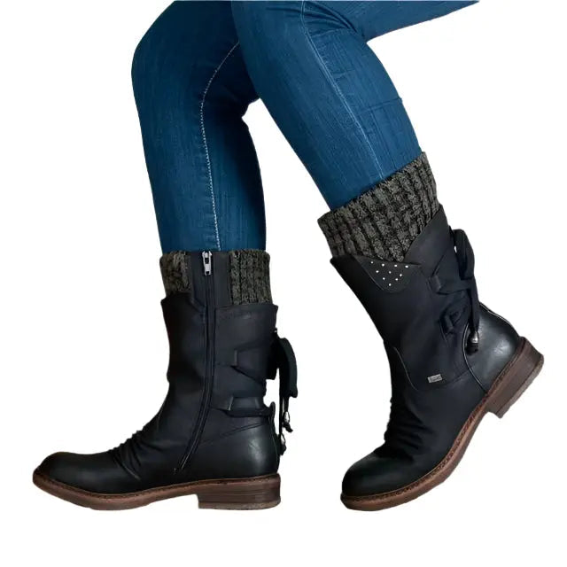 Womens Low Heel Ankle Boots with Warm Lining in Five Colors for Cold Weather Outings