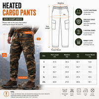 Heated Cargo Pants with 8 Graphene Zones and Independent Heat Control