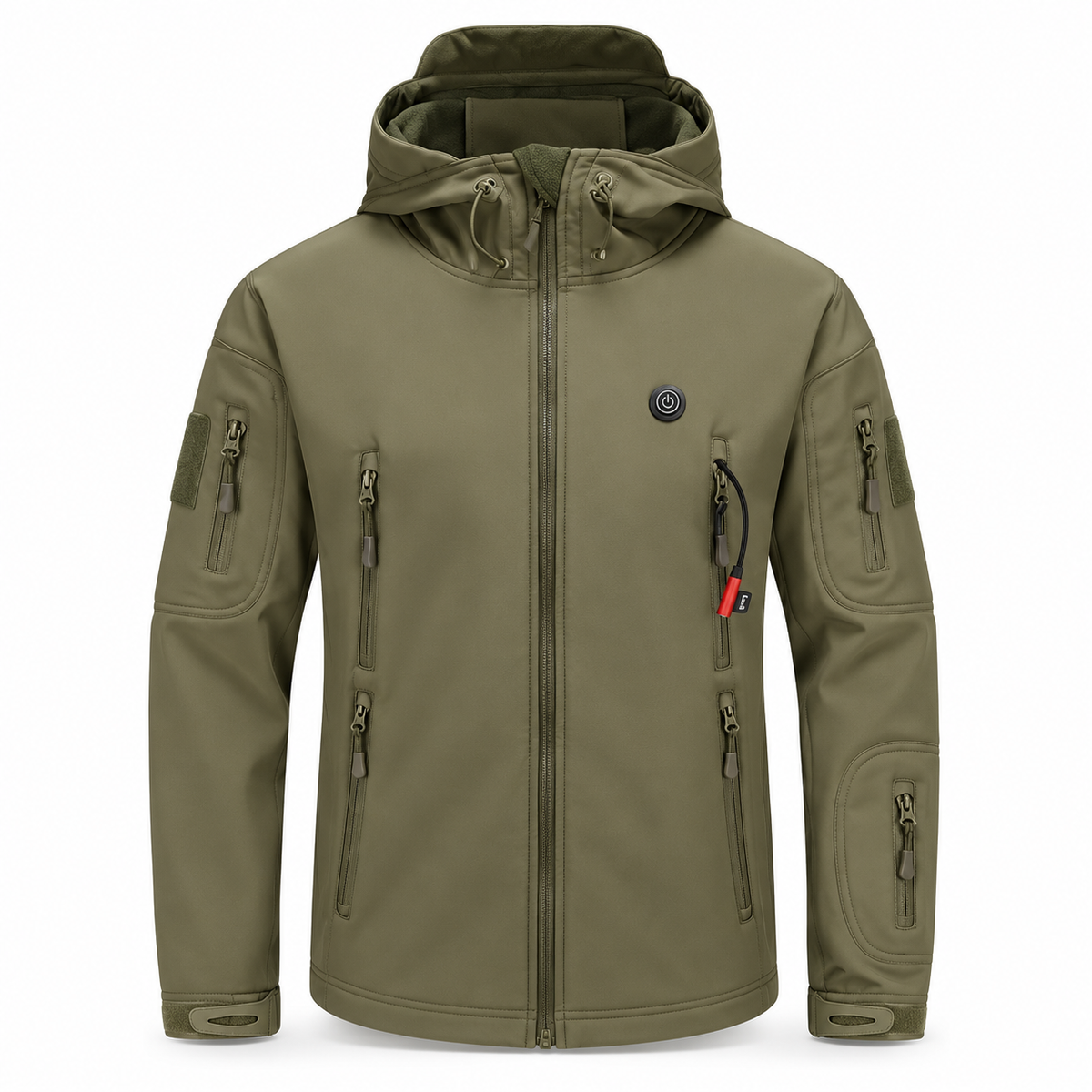 Heated Outdoor Jacket with 7 Warming Zones and Camouflage Pattern, USB Power Bank