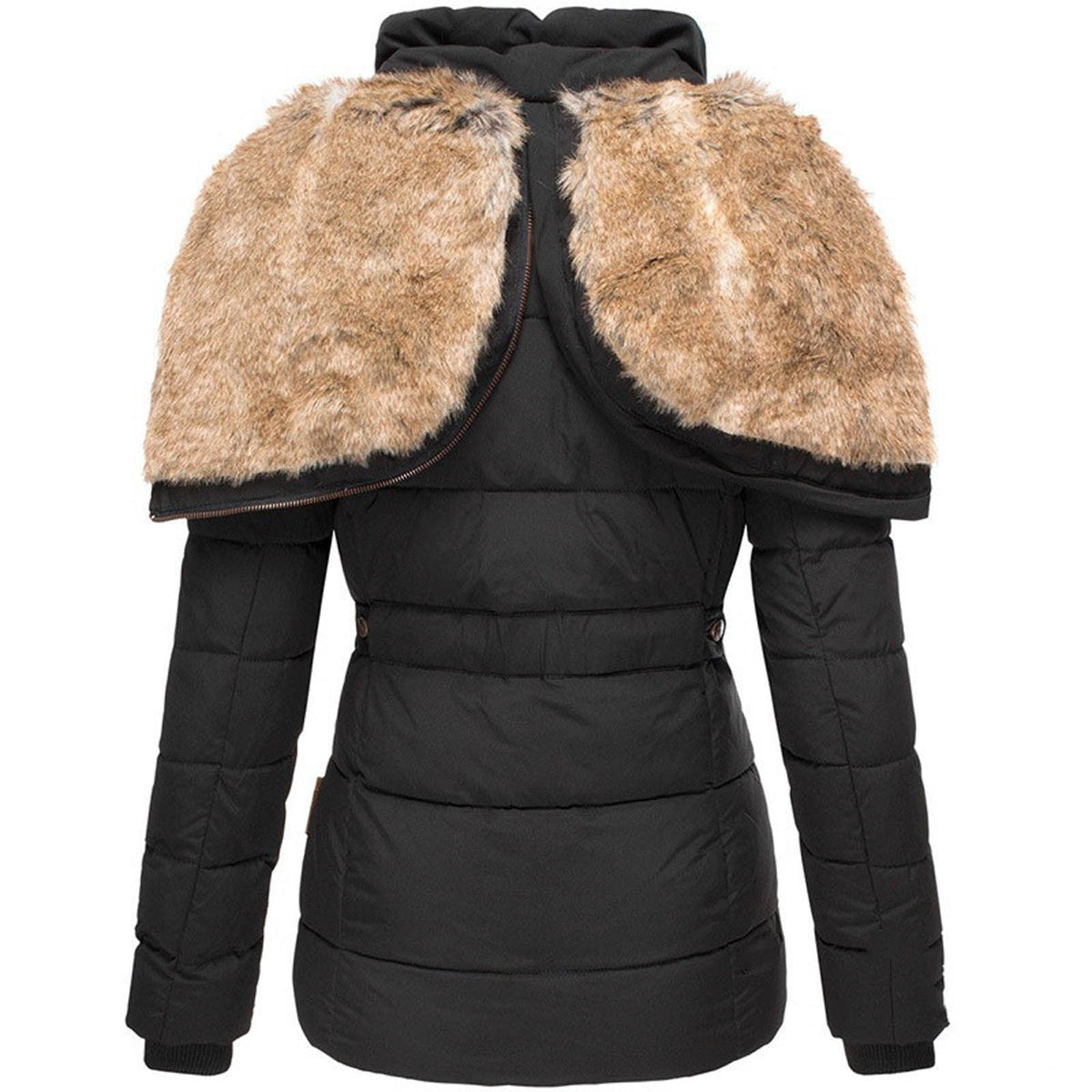 Winter Puffer Coat  Faux Fur Hood Quilted Design - Product detail 4