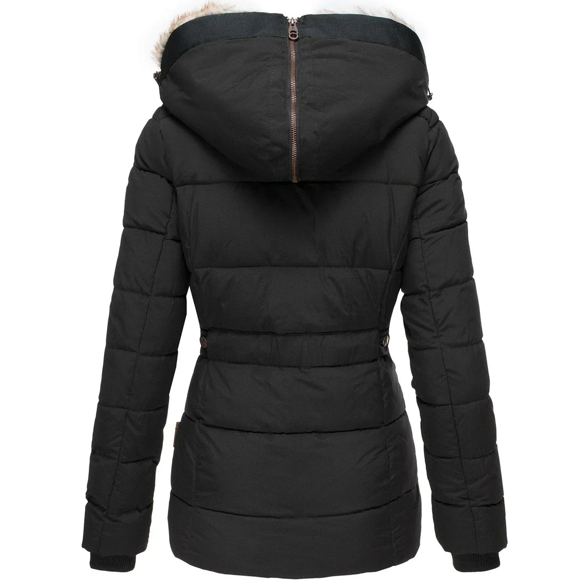 Winter Puffer Coat  Faux Fur Hood Quilted Design - Product example