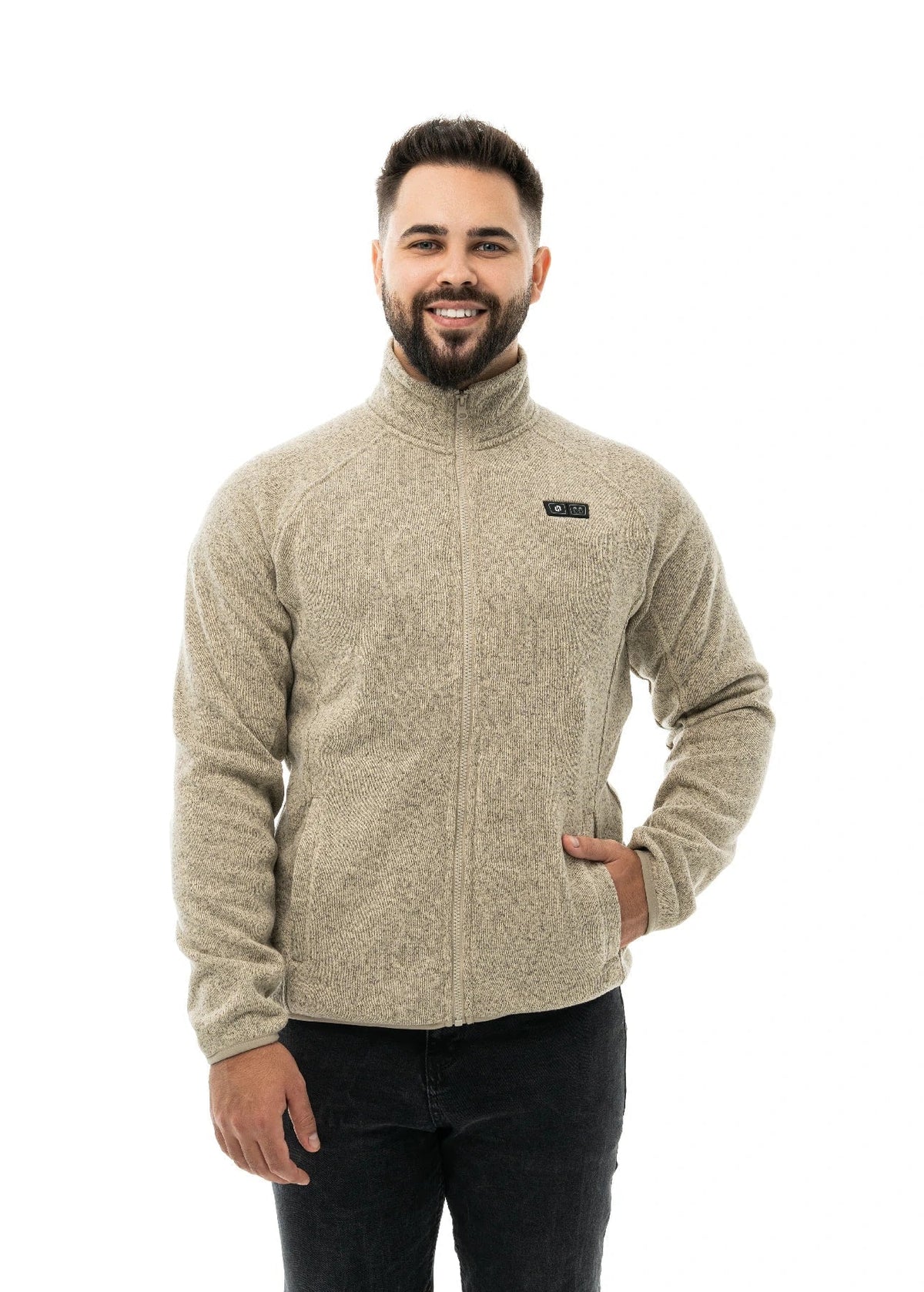 Mens Heated Fleece Jacket with Five Carbon Fiber Zones and Three Heat Levels for Outdoors