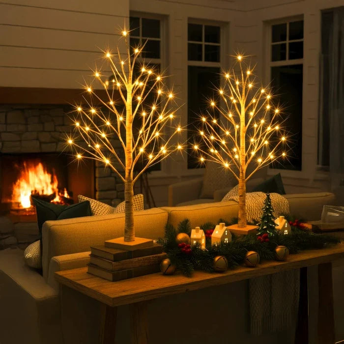 Light Up Birch Tree 60 Centimeters Tall with Cable Or Battery Power for Bedrooms and Desks