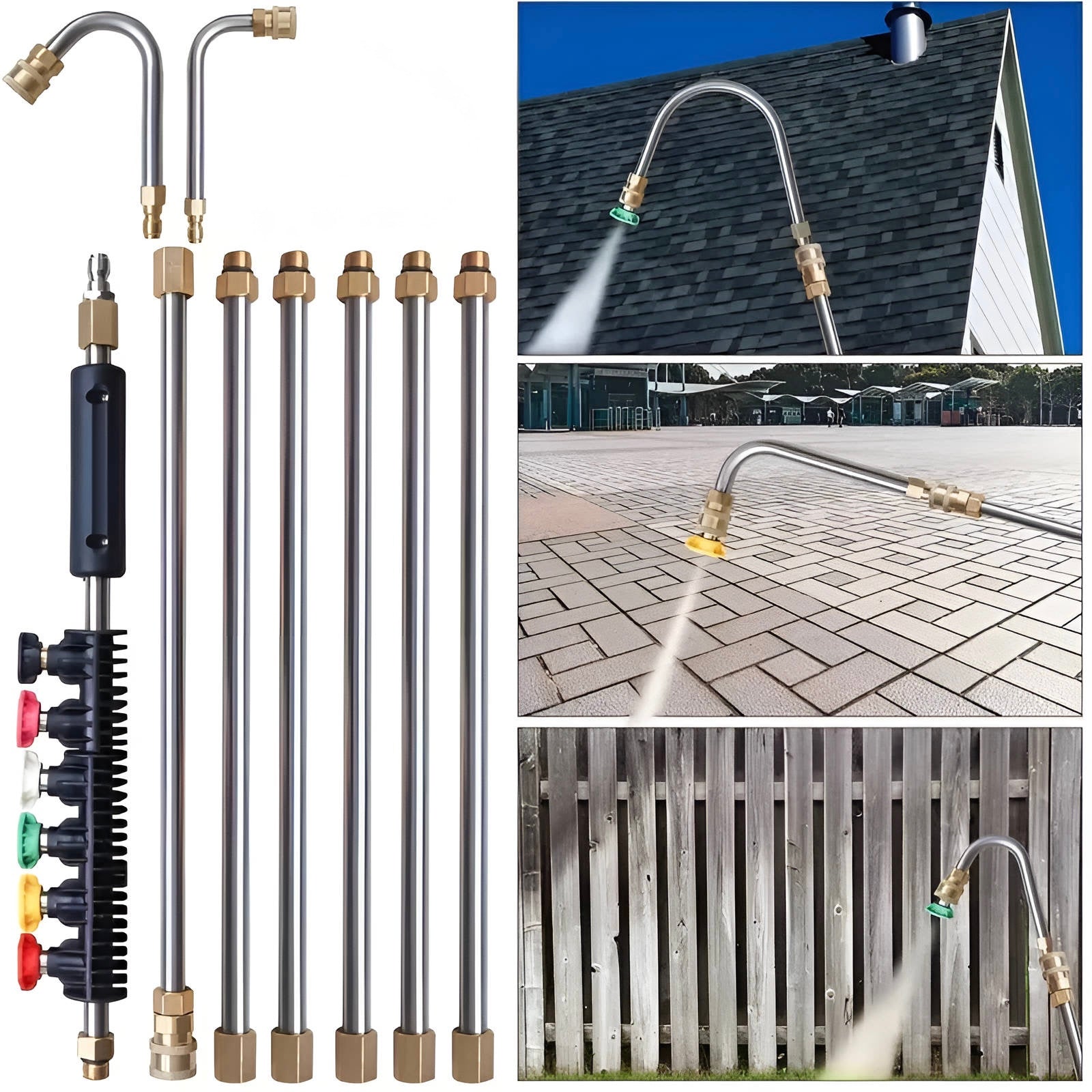 Telescoping Pressure Washer Extension Wands 4000 PSI for Gutters Roofs Walls