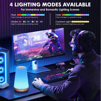 Night Light, LED Touch Bedside Table Lamp, 7 RGB Colours Changing, 5 Brightness Level Switch, Timing Function, Rechargable Remote