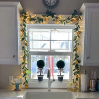 Indoor Garland with Ornaments and Golden Fairy Lights in Five Seasonal Styles for Mantels and Stairs