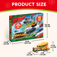 Toy Vehicle Countdown Calendar with 24 Mini Cars and Trucks in 1 to 64 Scale for Car Fans