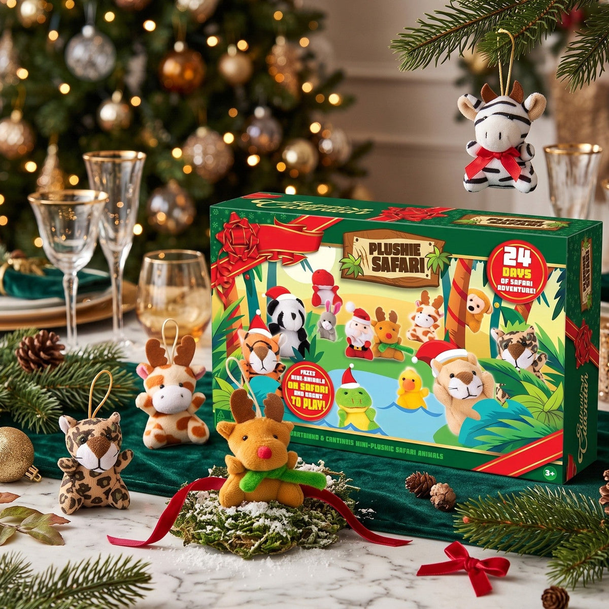 Palm Size Plush Animal Advent Calendar with 21 Animals and 3 Holiday Characters