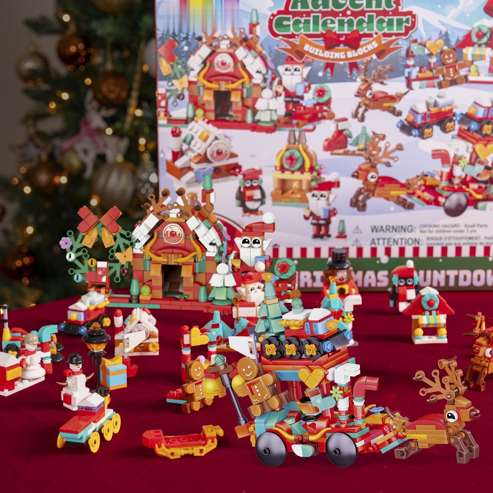 Toy Brick Countdown Box with 24 Mini Builds and Two Bigger Finale Models for Young Builders