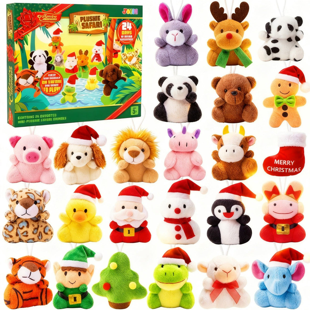 Palm Size Plush Animal Advent Calendar with 21 Animals and 3 Holiday Characters