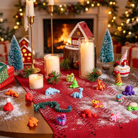 Countdown Box with 24 Hard 3D Printed Figures Shaped Like Animals and Festive Items