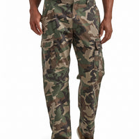 Stretch Twill Cargo Pants with Six Pockets and Relaxed Fit for Men