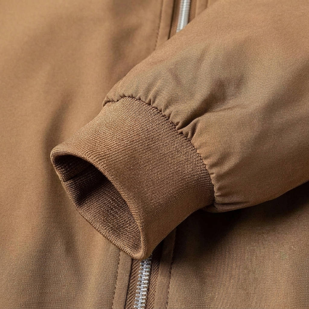 Matte Bomber Jacket with Metal Zipper and Rib Knit Trim for Men