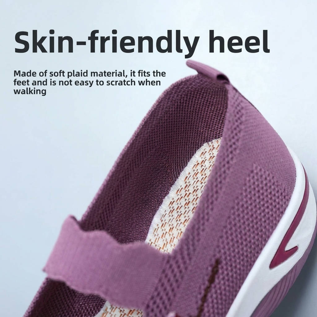 Breathable Mary Jane Shoe with Mesh Upper and Elastic Instep Strap, Floral Embroidery