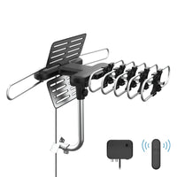 Remote Control Motorized TV Antenna with 360 Degree Rotation and Signal Amplifier, 33ft Cable