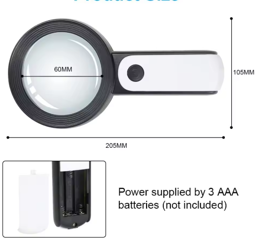 30X Magnifying Glass with LED Lights and Scratch Resistant Lens