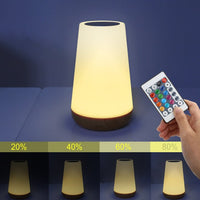 Night Light, LED Touch Bedside Table Lamp, 7 RGB Colours Changing, 5 Brightness Level Switch, Timing Function, Rechargable Remote
